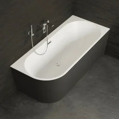 Spalina Baignoire semi-îlot murale CAPRI 180 Droite Noire L. 180 x l. 81 cm, by