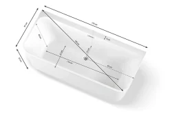 Spalina Baignoire semi-îlot murale Mint 170, blanc, 170x81 cm, by* Baignoire Îlot