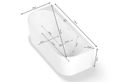 Spalina Baignoire semi-îlot murale Naos, blanc, 170x80 cm, by* Baignoire Îlot