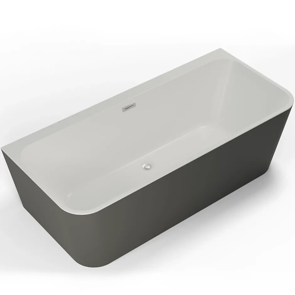Spalina Baignoire semi-îlot murale Mint 170, gris mat, 170x81 cm, by* Baignoire Îlot