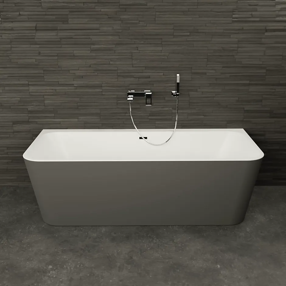 Spalina Baignoire semi-îlot murale Mint 170, gris mat, 170x81 cm, by* Baignoire Îlot