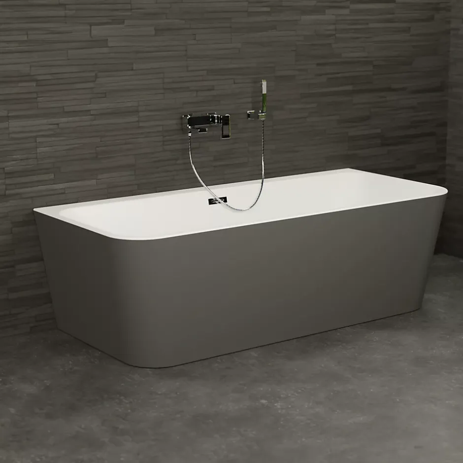 Spalina Baignoire semi-îlot murale Mint 170, gris mat, 170x81 cm, by* Baignoire Îlot