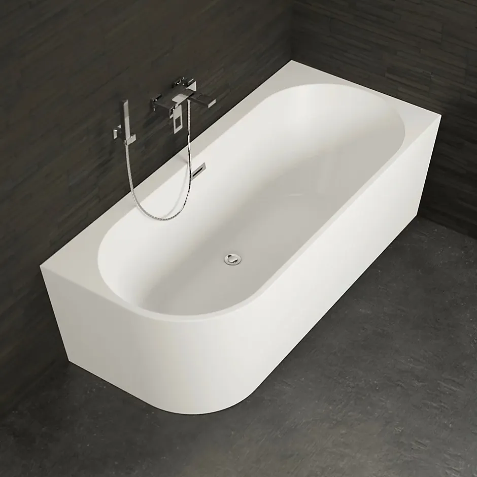 Spalina Baignoire semi-îlot murale CAPRI 160 Droite L. 160 x l. 76 cm, by* Baignoire Îlot