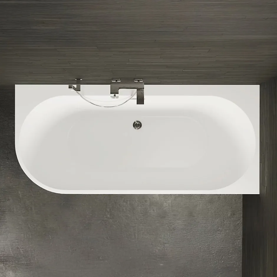 Spalina Baignoire semi-îlot murale CAPRI 160 Droite L. 160 x l. 76 cm, by* Baignoire Îlot