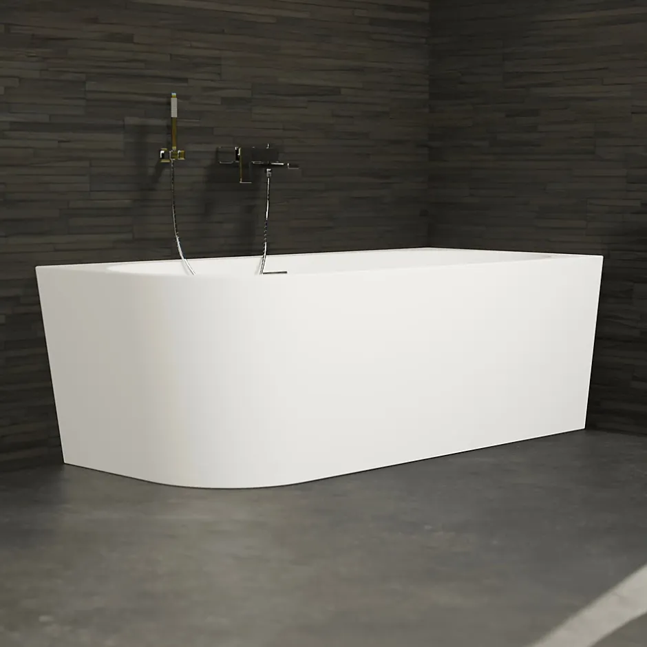 Spalina Baignoire semi-îlot murale CAPRI 160 Droite L. 160 x l. 76 cm, by* Baignoire Îlot