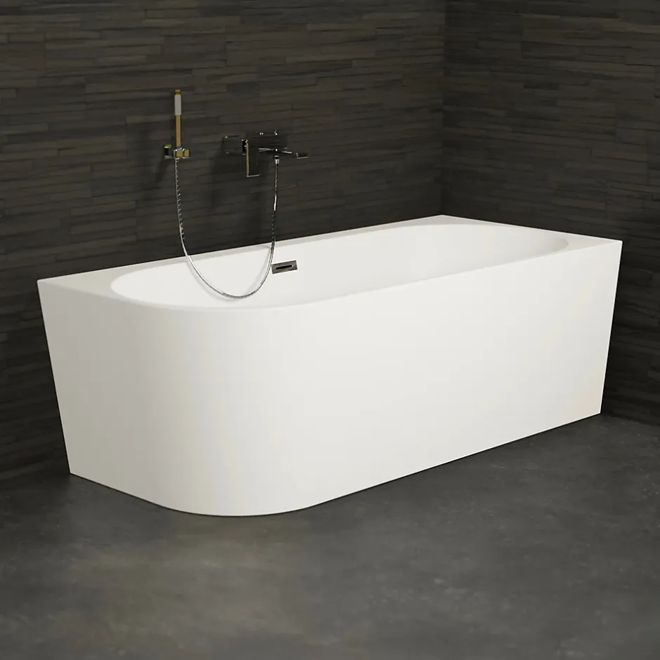 Spalina Baignoire semi-îlot murale CAPRI 160 Droite L. 160 x l. 76 cm, by* Baignoire Îlot