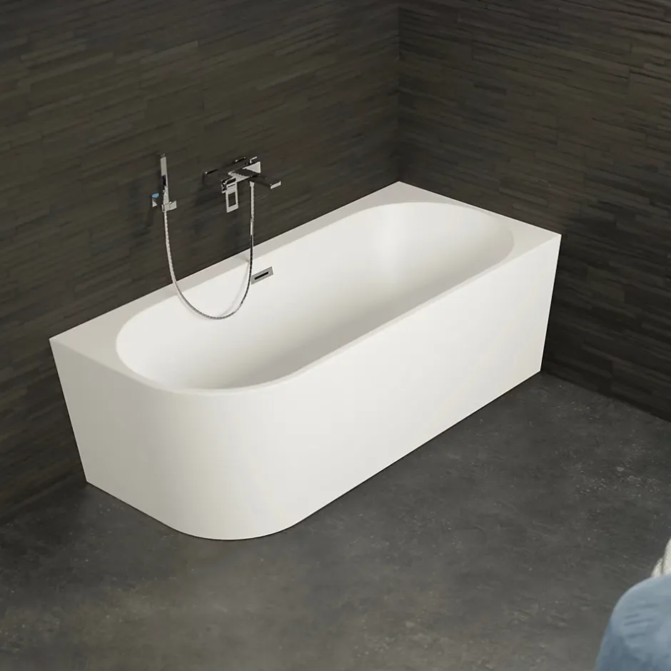Spalina Baignoire semi-îlot murale CAPRI 160 Droite L. 160 x l. 76 cm, by* Baignoire Îlot