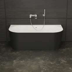 Spalina Baignoire semi-îlot murale Naos 170x80 cm, noir et blanc, By