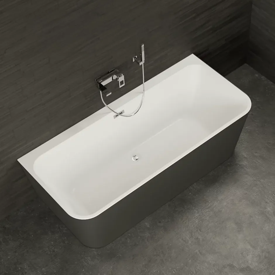 Spalina Baignoire semi-îlot murale Mint 160, noir mat, 160x75 cm, by* Baignoire Îlot