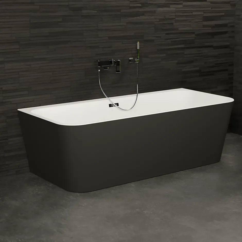 Spalina Baignoire semi-îlot murale Mint 160, noir mat, 160x75 cm, by* Baignoire Îlot