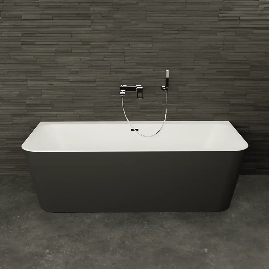 Spalina Baignoire semi-îlot murale Mint 160, noir mat, 160x75 cm, by* Baignoire Îlot