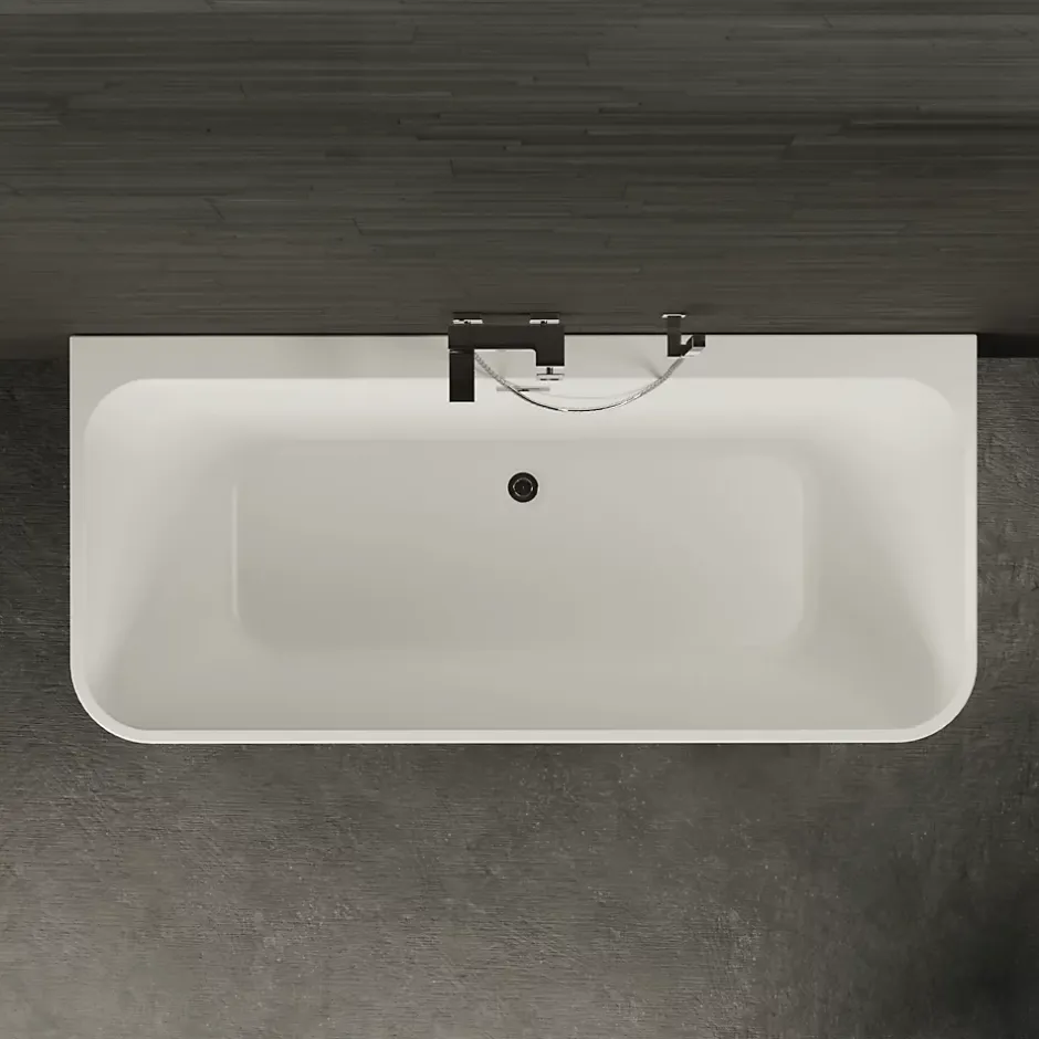 Spalina Baignoire semi-îlot murale Mint 160, noir mat, 160x75 cm, by* Baignoire Îlot