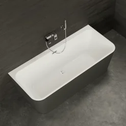 Spalina Baignoire semi-îlot murale Mint 180x81 cm, noir et blanc, By* Baignoire Îlot