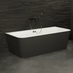 Spalina Baignoire semi-îlot murale Mint 180x81 cm, noir et blanc, By* Baignoire Îlot