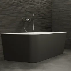 Spalina Baignoire semi-îlot murale Mint 180x81 cm, noir et blanc, By* Baignoire Îlot