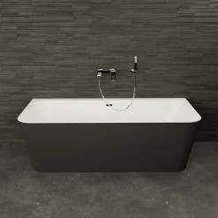 Spalina Baignoire semi-îlot murale Mint 180x81 cm, noir et blanc, By* Baignoire Îlot