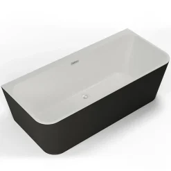 Spalina Baignoire semi-îlot murale Mint 180x81 cm, noir et blanc, By* Baignoire Îlot