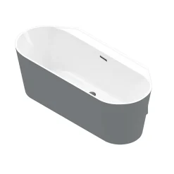 GoodHome Baignoire semi-îlot Nakina L. 170 cm x l. 75 cm gris* Baignoire Îlot