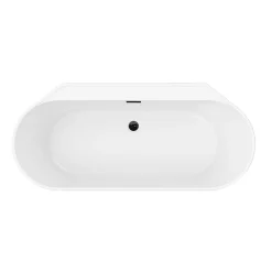 GoodHome Baignoire semi-îlot Nakina L. 150 cm x l. 75 cm noir* Baignoire Îlot
