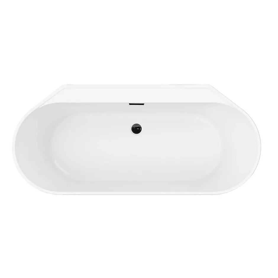 GoodHome Baignoire semi-îlot Nakina L. 150 cm x l. 75 cm noir* Baignoire Îlot