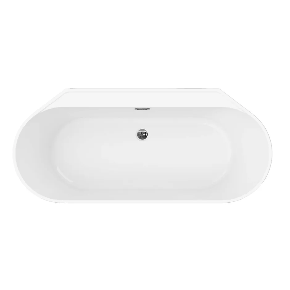 GoodHome Baignoire semi-îlot Nakina L. 170 cm x l. 75 cm blanc* Baignoire Îlot
