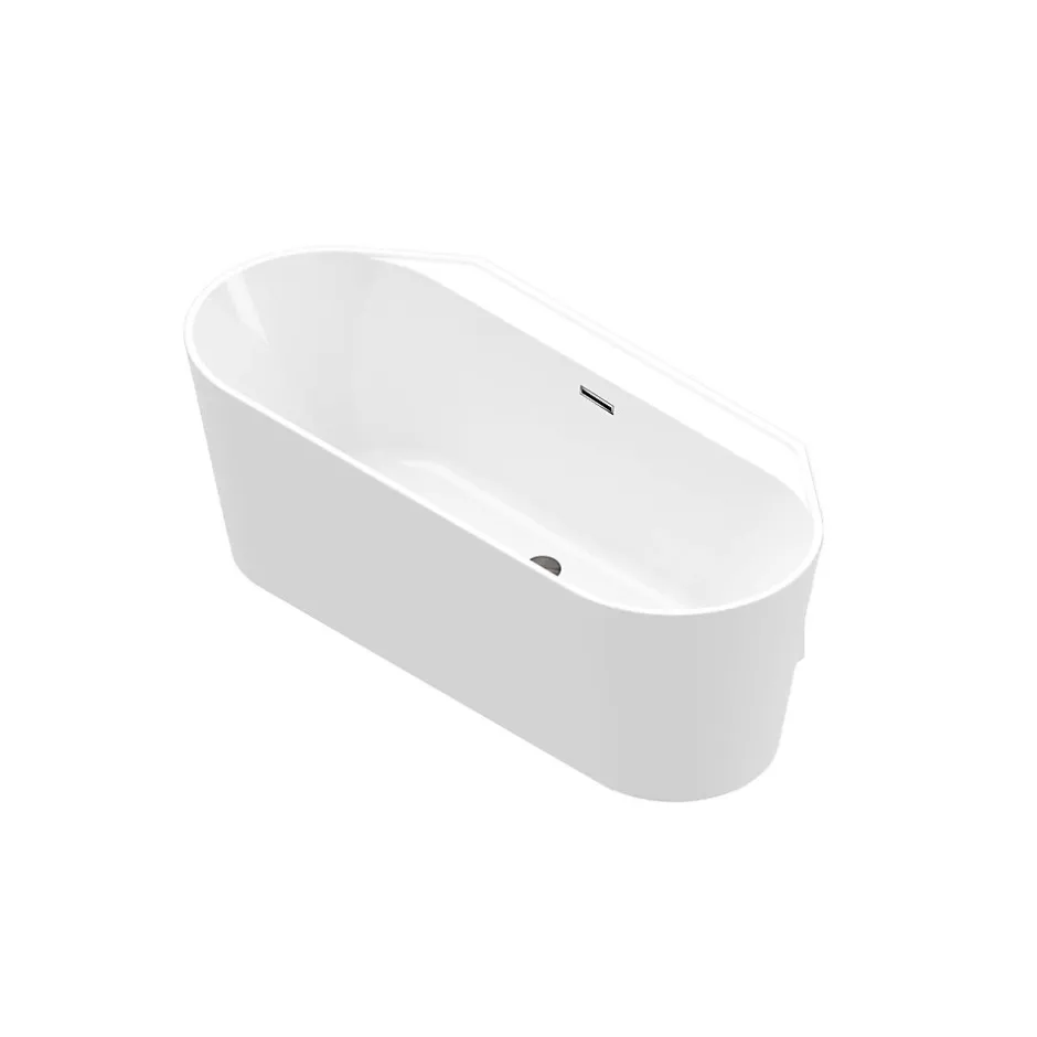 GoodHome Baignoire semi-îlot Nakina L. 170 cm x l. 75 cm blanc* Baignoire Îlot