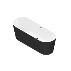 GoodHome Baignoire semi-îlot Nakina L. 170 cm x l. 75 cm noir* Baignoire Îlot