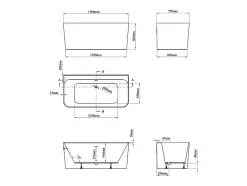 Vente-unique Baignoire semi-îlot rectangulaire - 216L - 150 x 75 x 60 cm - Blanc brillant - Acrylique - ATESA* Baignoire Îlot