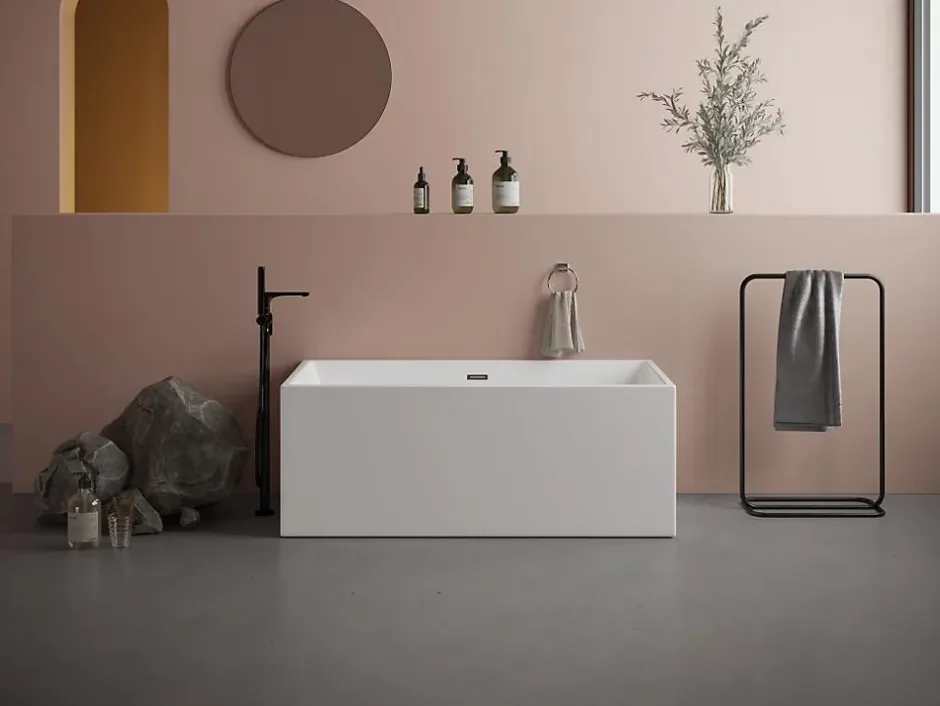 Vente-unique Baignoire semi-îlot rectangulaire - 315 L - 170 x 80 x 58 cm - Blanche - Acrylique - PIKAIA* Baignoire Îlot