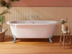 Vente-unique Baignoire semi-îlot retro avec pieds d'aigle- 190 L - 170 x 74 x 62 cm - Blanche - Acrylique - SPARUS* Baignoire Îlot