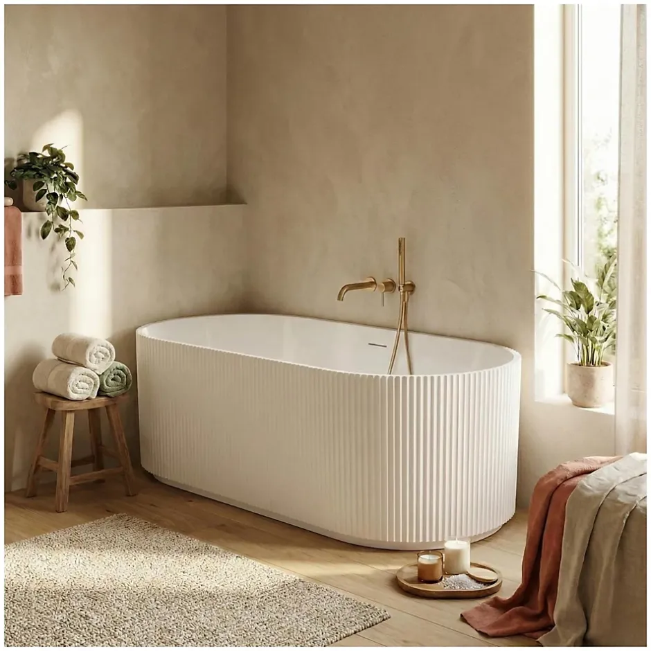 Mob-In Baignoire STRIA îlot striée en acrylique blanche 170cm