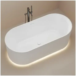 Mob-In Baignoire STRIA îlot striée en acrylique blanche 170cm