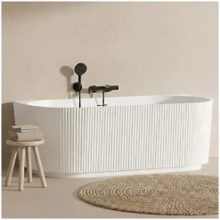 Mob-In Baignoire STRIA murale striée acrylique blanche 170cm* Baignoire Îlot