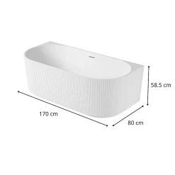 Mob-In Baignoire STRIA murale striée acrylique blanche 170cm* Baignoire Îlot
