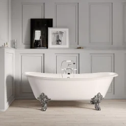 Rogier & Mothes Baignoire sur pieds en fonte BRADFORD Blanche 180 cm Pieds chromes* Baignoire Îlot