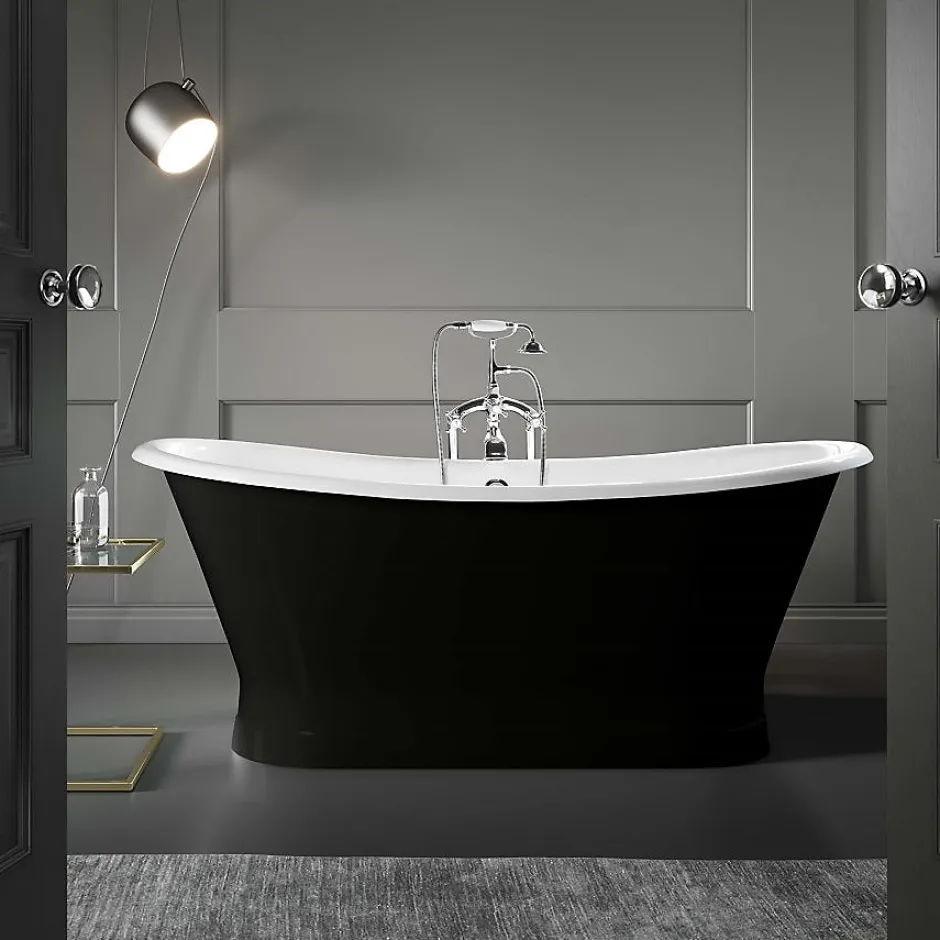 Rogier & Mothes Baignoire sur socle en fonte emaillee COVENTRY Noire 173 cm Peinture noire (baignoire et socle)* Baignoire Îlot