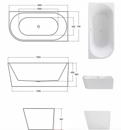 Azura Home Design Baignoire ZOYA angle gauche - 150 x 75 cm* Baignoire Asymétrique