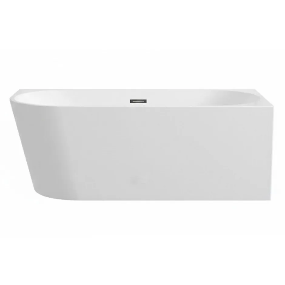 Balneo - baignoire îlot d'angle droite 150x75 cm AVOLA avec cache trop-plein et bonde anthracite* Baignoire Asymétrique