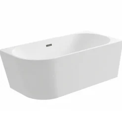 Balneo - baignoire îlot d'angle droite 150x75 cm AVOLA avec cache trop-plein et bonde anthracite* Baignoire Asymétrique