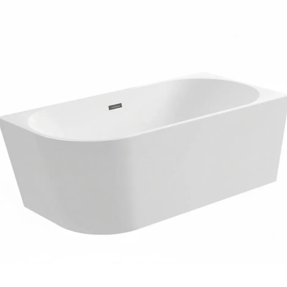 Balneo - baignoire îlot d'angle droite 150x75 cm AVOLA avec cache trop-plein et bonde anthracite* Baignoire Asymétrique