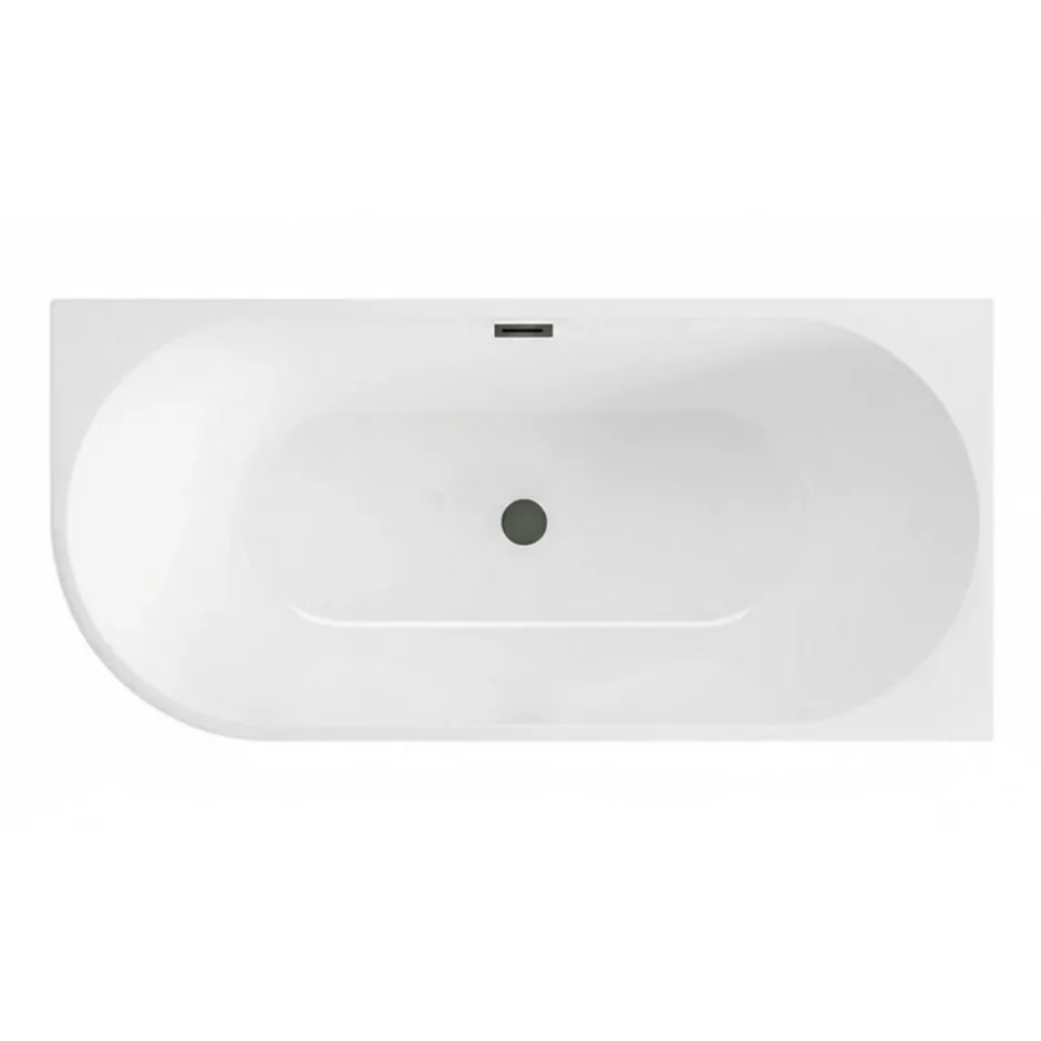 Balneo - baignoire îlot d'angle droite 150x75 cm AVOLA avec cache trop-plein et bonde anthracite* Baignoire Asymétrique