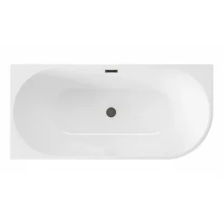 Balneo - baignoire îlot d'angle gauche 150x75 cm AVOLA avec cache trop-plein et bonde anthracite