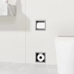Balneo - range-papier toilette mural encastré WALL-BOX PAPER 2 Gun Metal gris - compartiment de salle de bain intégré dans le mur