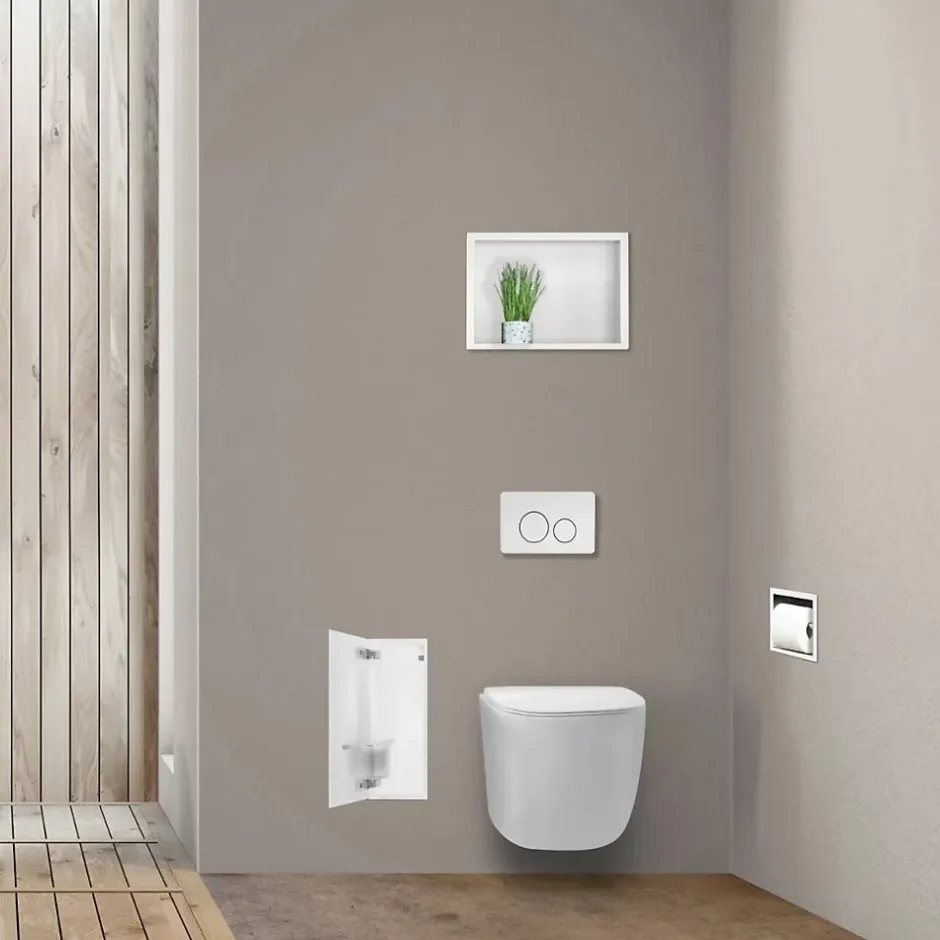 Balneo Armoire encastrée pour brosse WC gauche verre blanc 53,2cm
