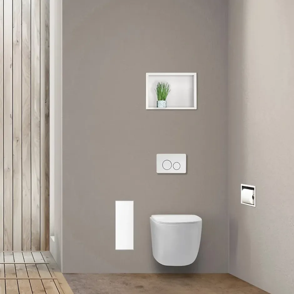 Balneo Armoire encastrée pour brosse WC gauche verre blanc 53,2cm