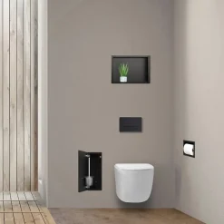 Balneo Armoire encastrée pour brosse WC gauche verre noir* Etagère Salle De Bains