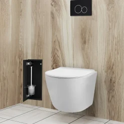Balneo Armoire encastrée pour brosse WC gauche verre noir* Etagère Salle De Bains