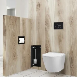 Balneo Armoire encastrée pour brosse WC gauche verre noir* Etagère Salle De Bains