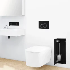 Balneo Armoire encastrée pour brosse WC gauche verre noir* Etagère Salle De Bains