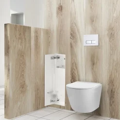 Balneo Armoire encastrée pour brosse WC gauche verre blanc 68,2cm* Etagère Salle De Bains